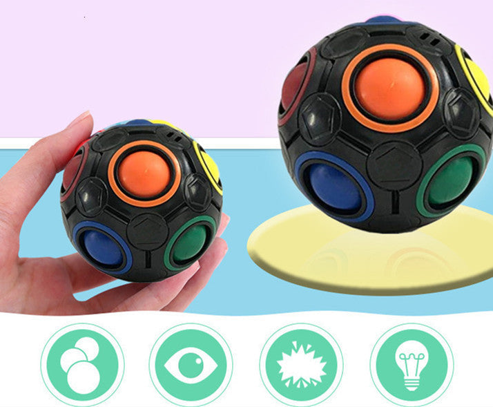 Stress-Relieving Rainbow Ball Puzzle Cube for Kids