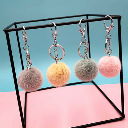 Plush Candy Color Fur Ball Key Chain
