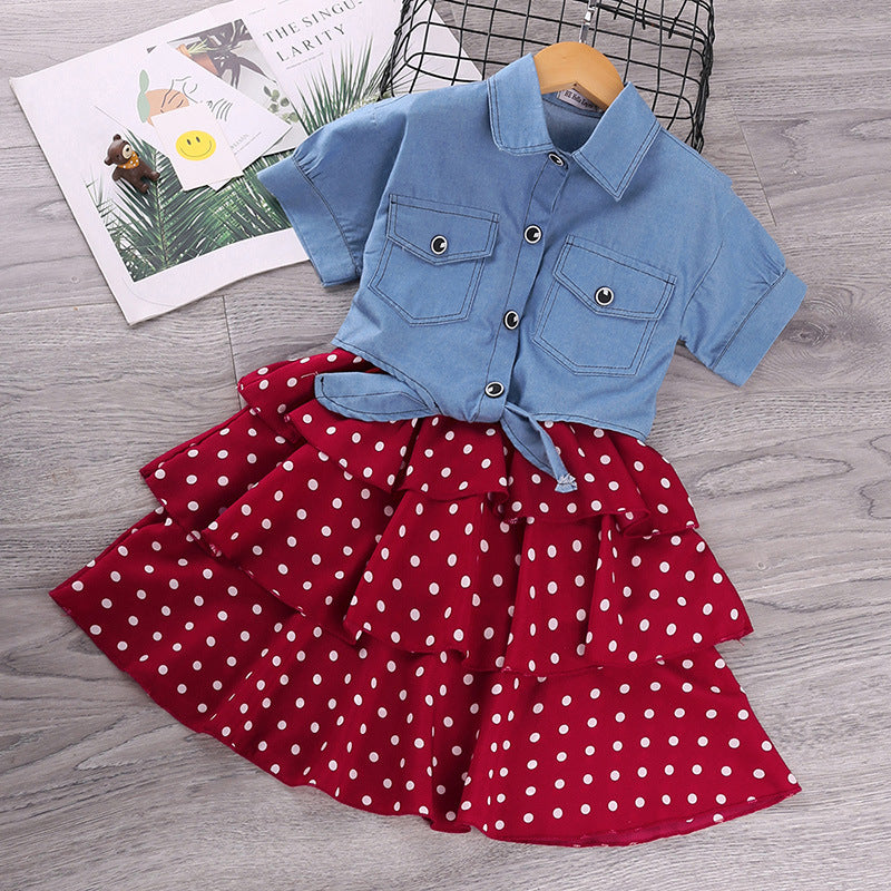 Cotton Denim Jacket Princess Dress Set