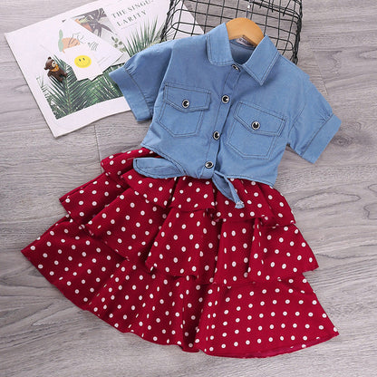 Cotton Denim Jacket Princess Dress Set