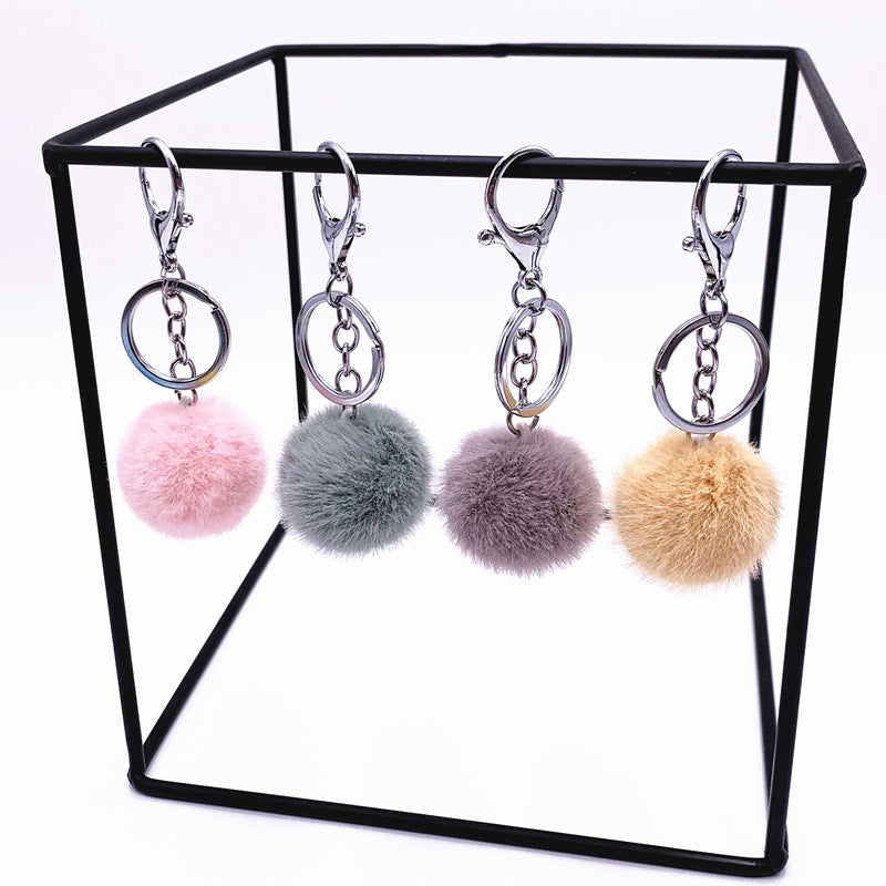 Plush Candy Color Fur Ball Key Chain