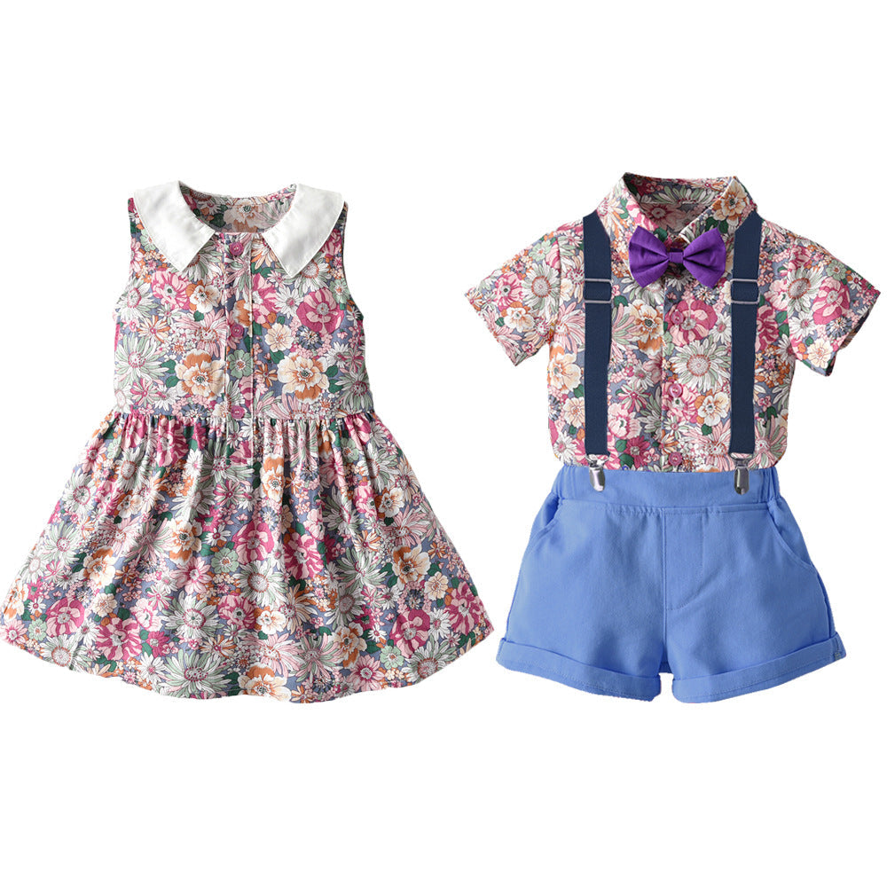 Boys' Cotton Printed Shirts and Pants Sets