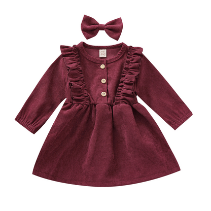 Baby Kid Girls Solid Color Bow Dresses Headwear Wholesale 22062255