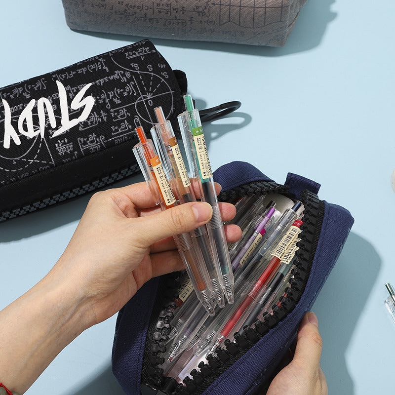 Large Zipper and Large Capacity Canvas Pencil Case