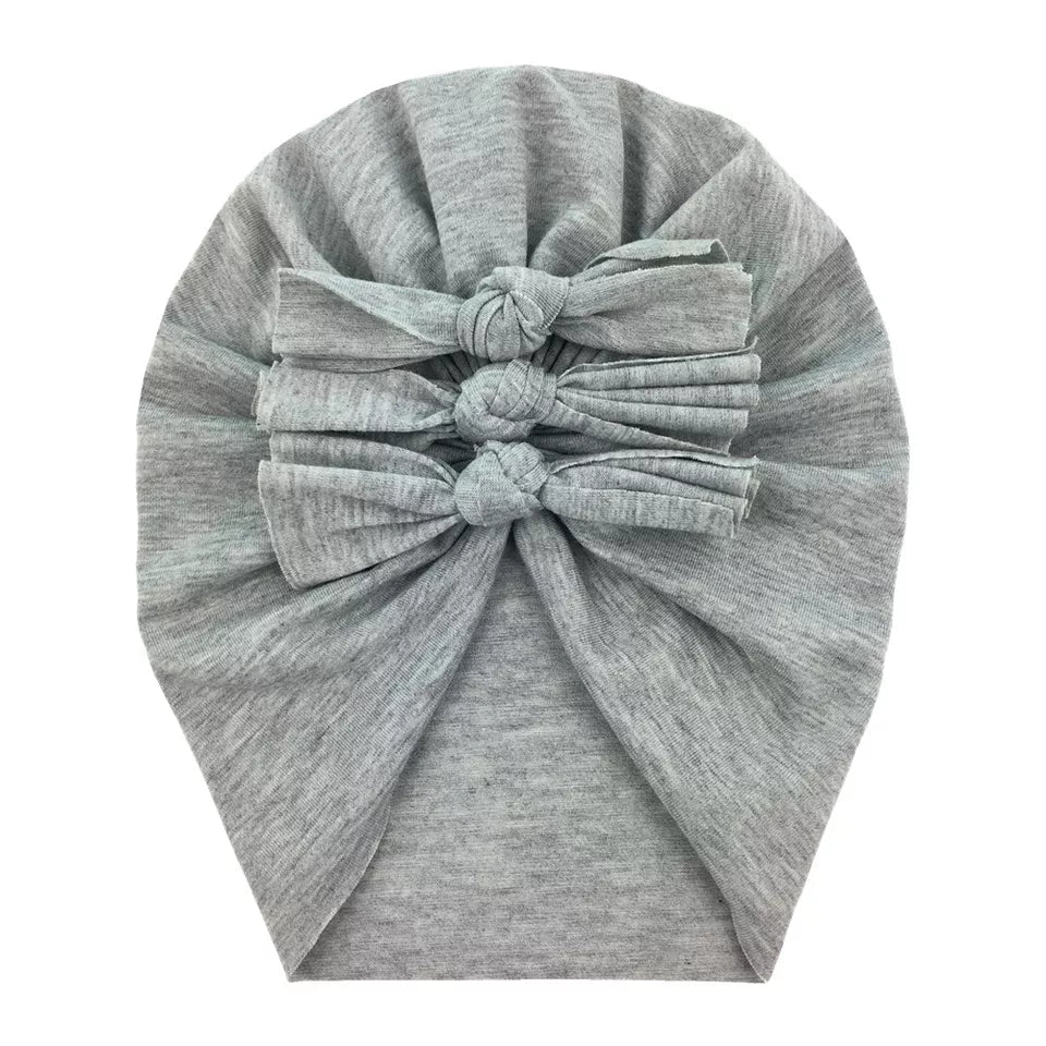 Trio Ruffle Bow Turban / Caps
