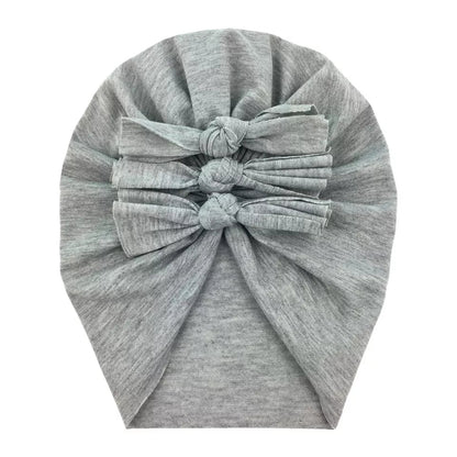 Trio Ruffle Bow Turban / Caps