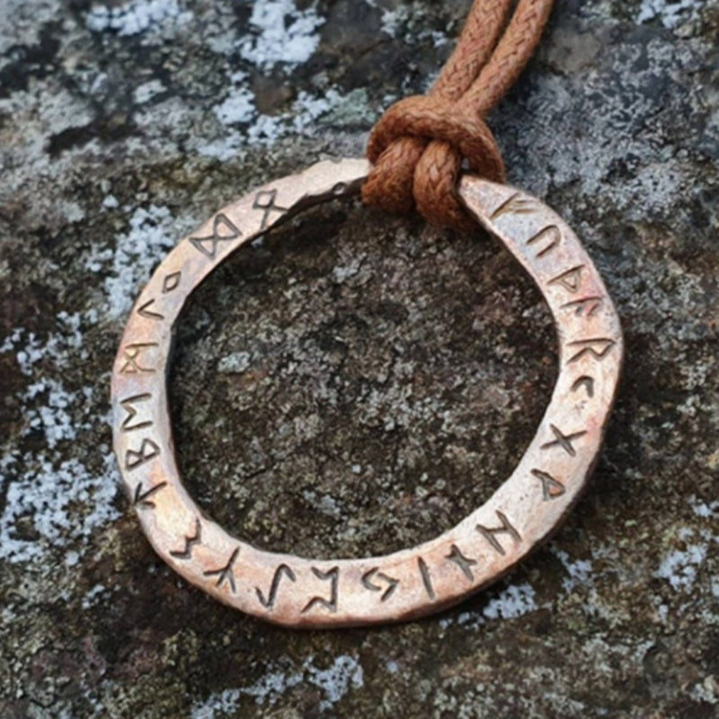 Rustic Pendant With The Elder Futhark Runes