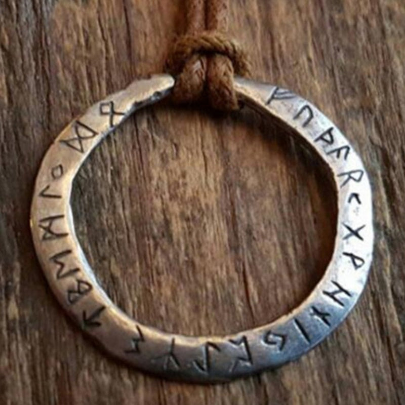 Rustic Pendant With The Elder Futhark Runes