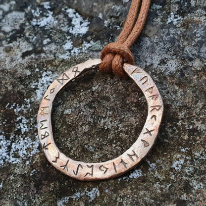 Rustic Pendant With The Elder Futhark Runes