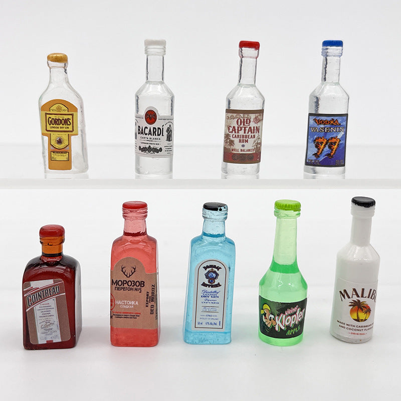 Cute 10pc Mini Resin Liquor Bottles
