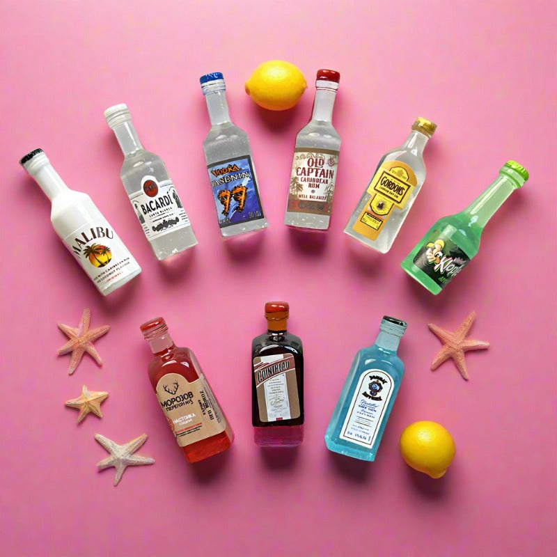 Cute 10pc Mini Resin Liquor Bottles