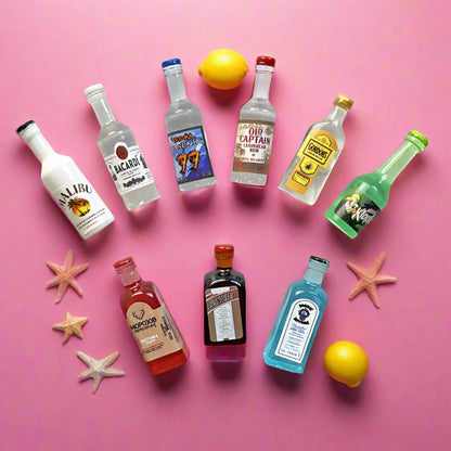 Cute 10pc Mini Resin Liquor Bottles