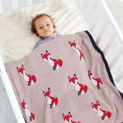 Baby Blanket Cartoon Fox Knitted Blanket
