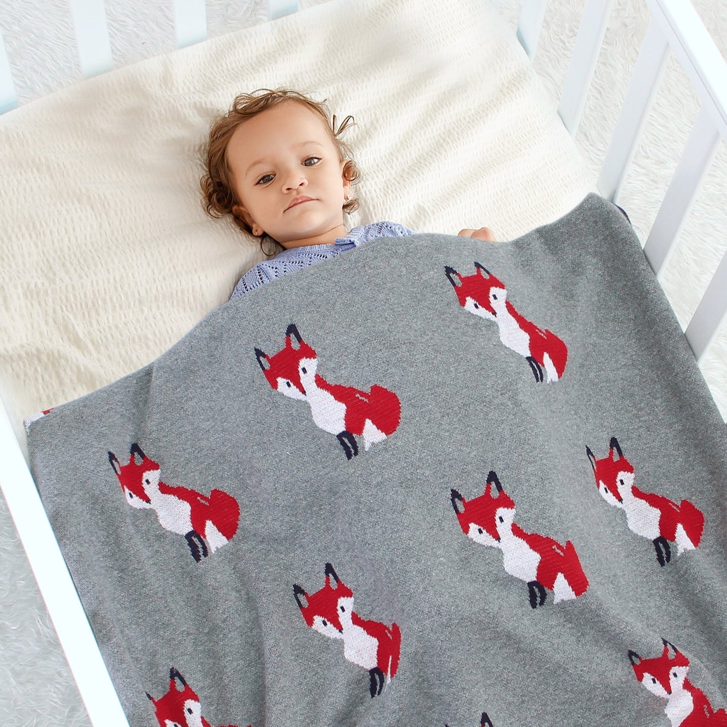 Baby Blanket Cartoon Fox Knitted Blanket
