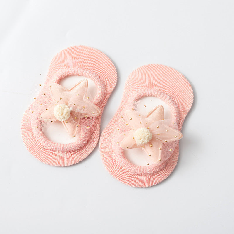 Hollow Flower Dot Glue Non-slip Bow Knot Children Socks