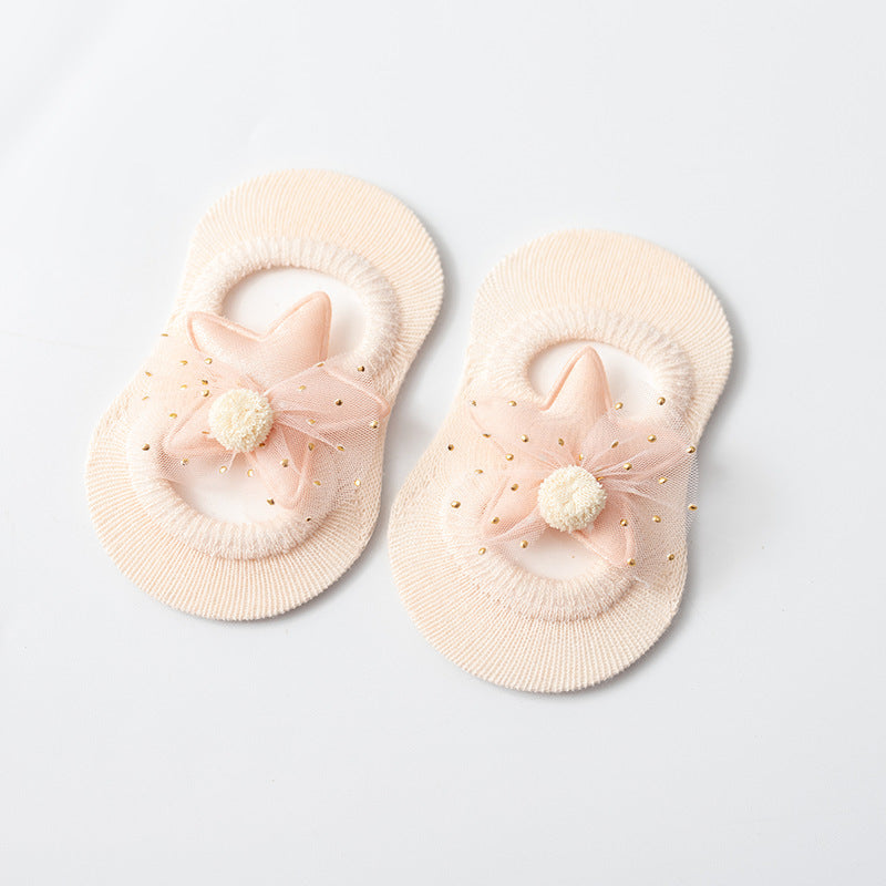 Hollow Flower Dot Glue Non-slip Bow Knot Children Socks