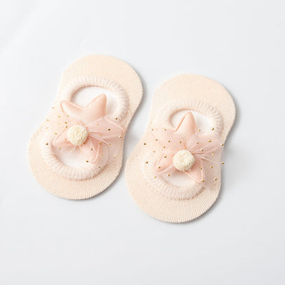 Hollow Flower Dot Glue Non-slip Bow Knot Children Socks