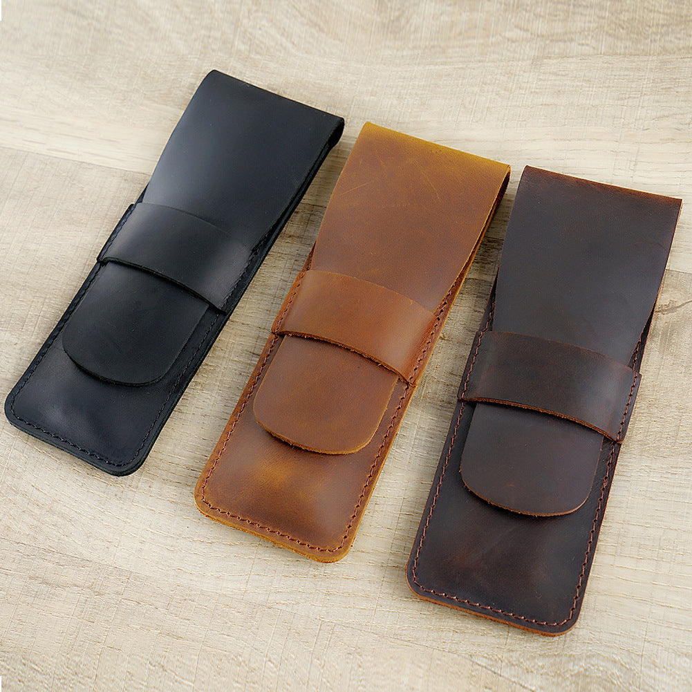 Retro Simple Handmade Genuine Leather Pen Bag