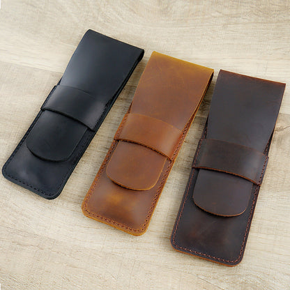 Retro Simple Handmade Genuine Leather Pen Bag