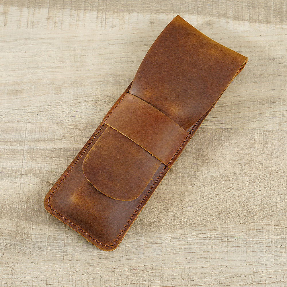 Retro Simple Handmade Genuine Leather Pen Bag