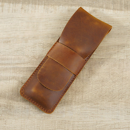 Retro Simple Handmade Genuine Leather Pen Bag