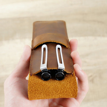 Retro Simple Handmade Genuine Leather Pen Bag