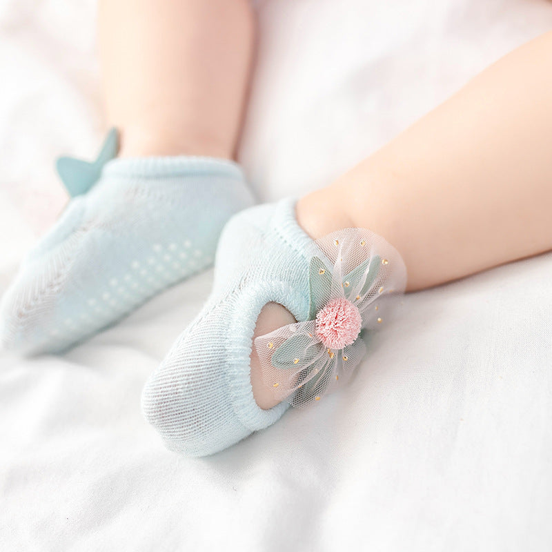 Hollow Flower Dot Glue Non-slip Bow Knot Children Socks