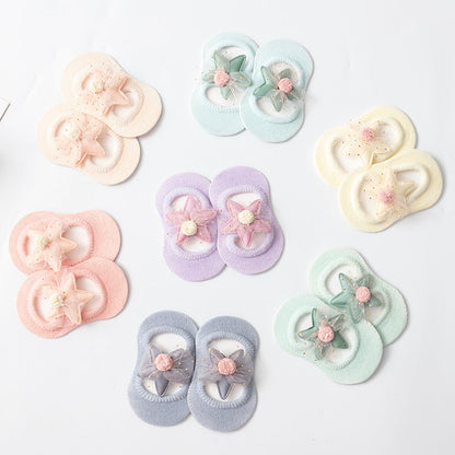 Hollow Flower Dot Glue Non-slip Bow Knot Children Socks