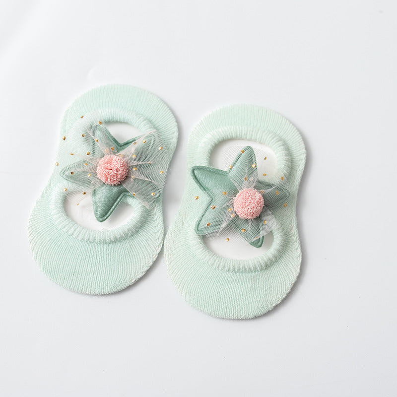 Hollow Flower Dot Glue Non-slip Bow Knot Children Socks