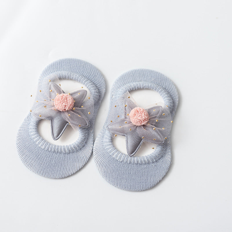 Hollow Flower Dot Glue Non-slip Bow Knot Children Socks