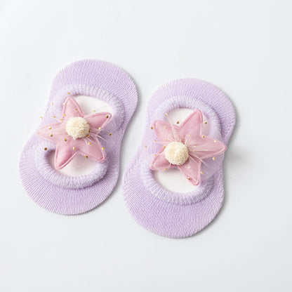 Hollow Flower Dot Glue Non-slip Bow Knot Children Socks