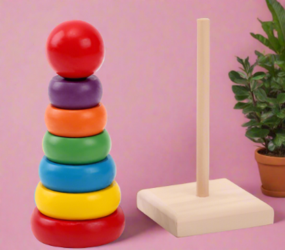 Educational Wooden Rainbow Tower Stacking Rings