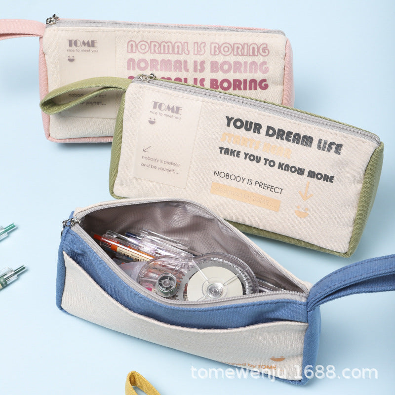 Handheld Large Capacity Canvas Pen Bag