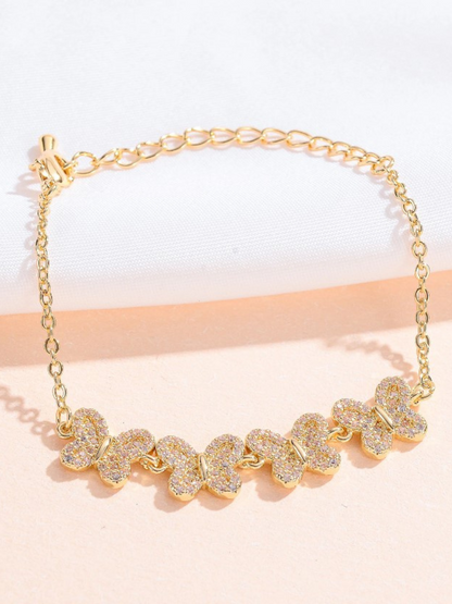 Enchanting Wings Butterfly Charm Gold Plated Bracelet