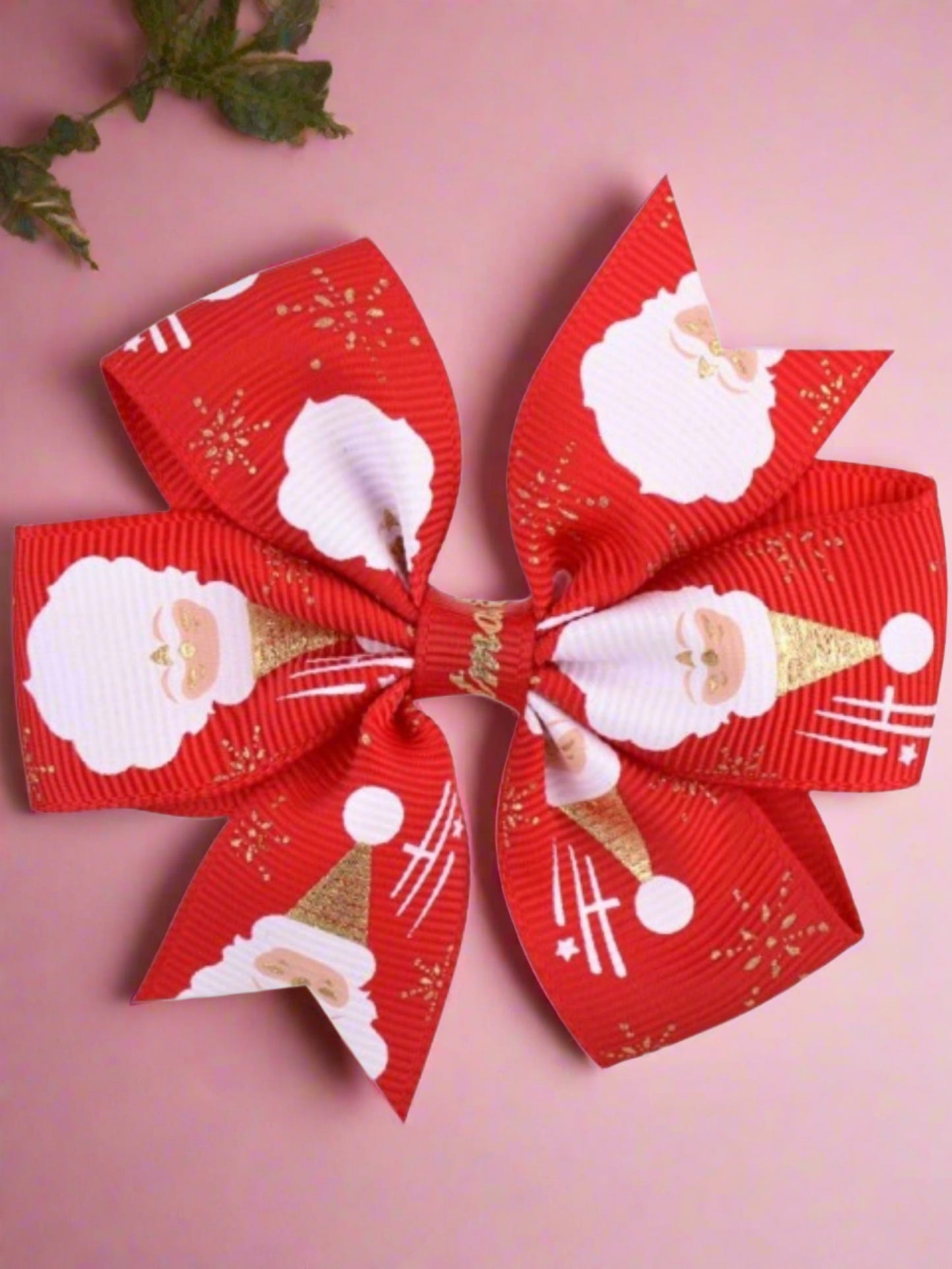 Girls Christmas Santa Hair Bow Clip