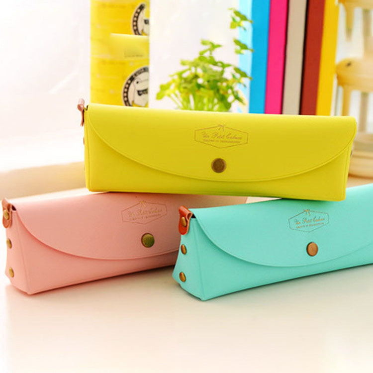 Cute Candy Color PU Pencil Case
