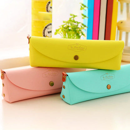 Cute Candy Color PU Pencil Case
