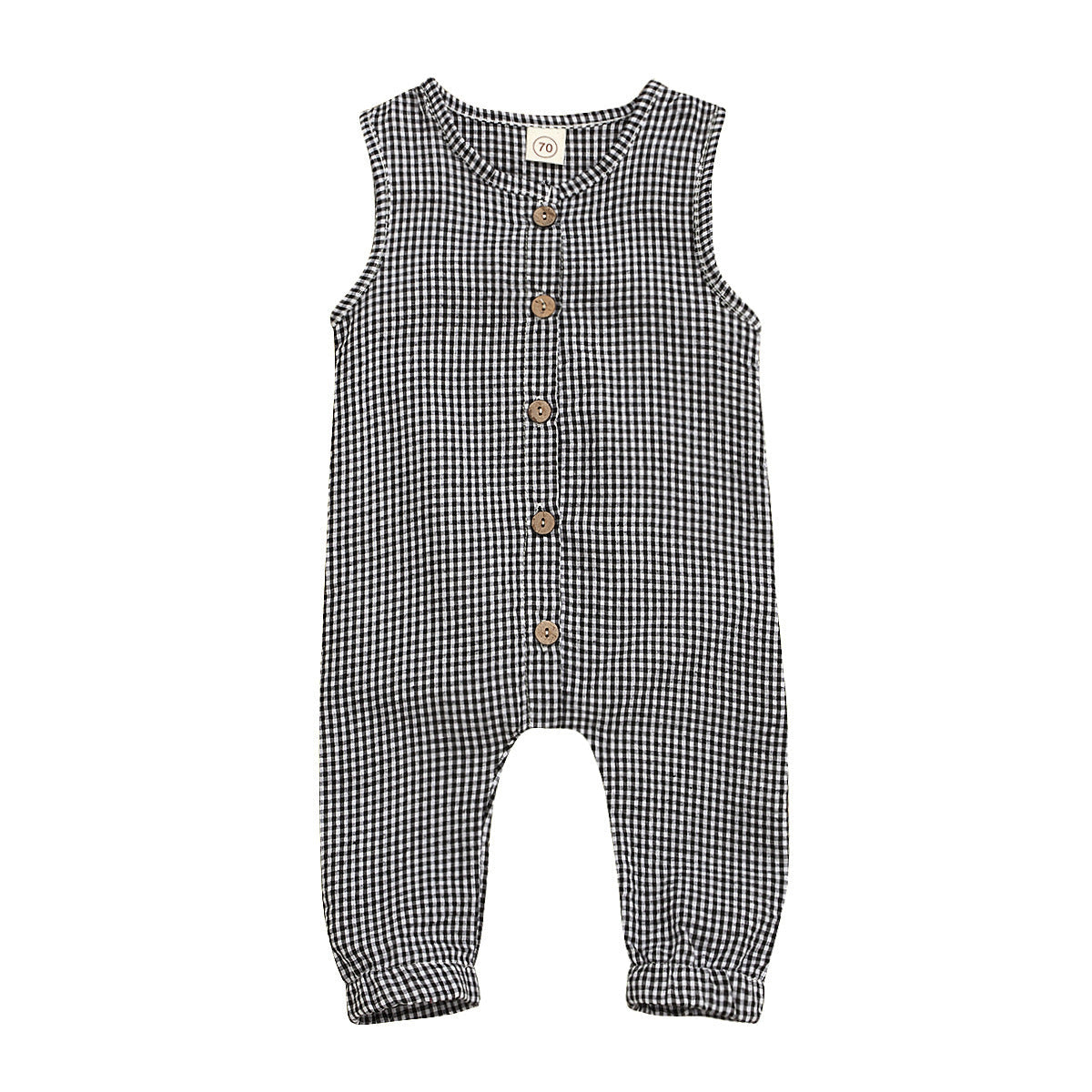 Sleeveless striped single breasted Khaki