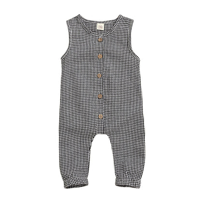 Sleeveless striped single breasted Khaki