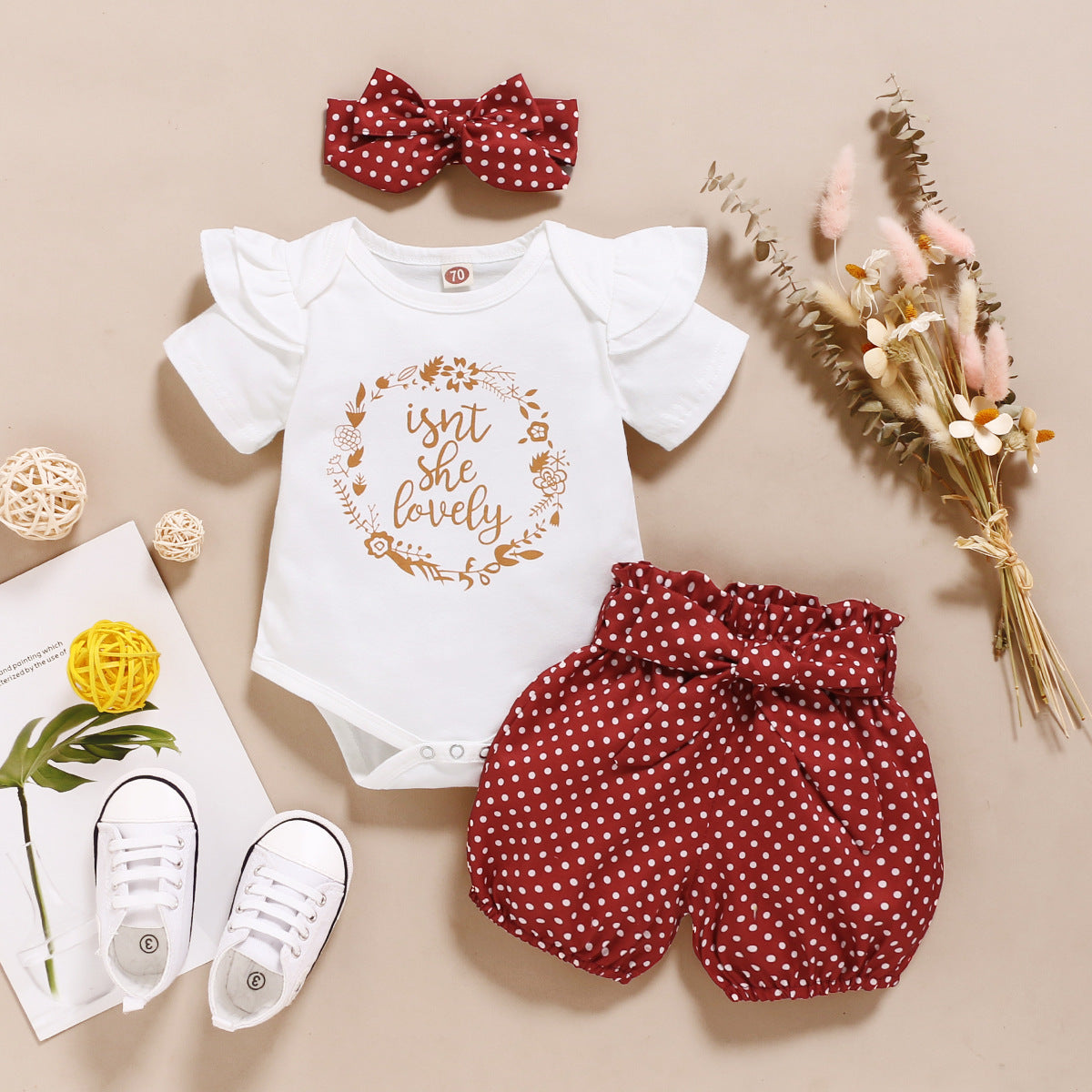 Girls Summer Short Sleeve Suit Cotton Baby Clothes