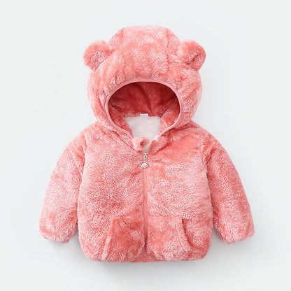 Wholesale Autumn and Winter Coral Plush Thickened Polyester Baby Clothes
