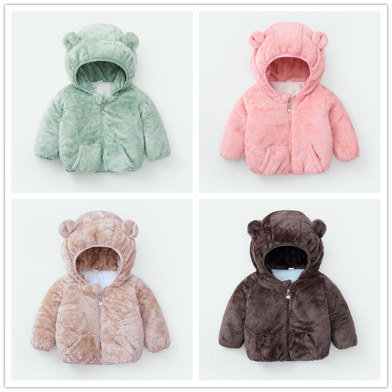 Wholesale Autumn and Winter Coral Plush Thickened Polyester Baby Clothes