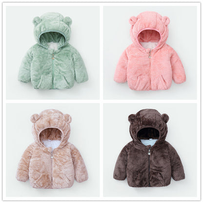 Wholesale Autumn and Winter Coral Plush Thickened Polyester Baby Clothes