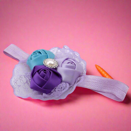 Tricolor Rose Lace Statement Headband