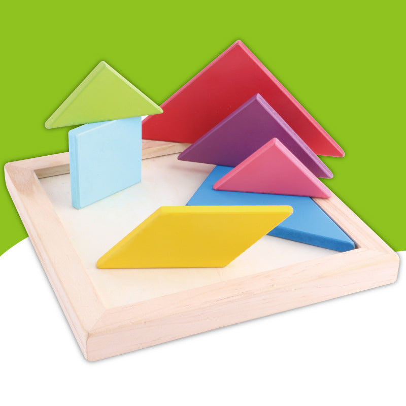 Colorful Wooden Tangram Puzzle Building Blocks