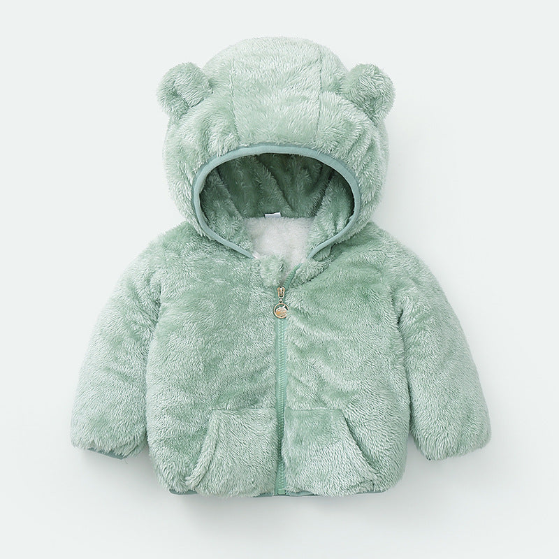 Wholesale Autumn and Winter Coral Plush Thickened Polyester Baby Clothes