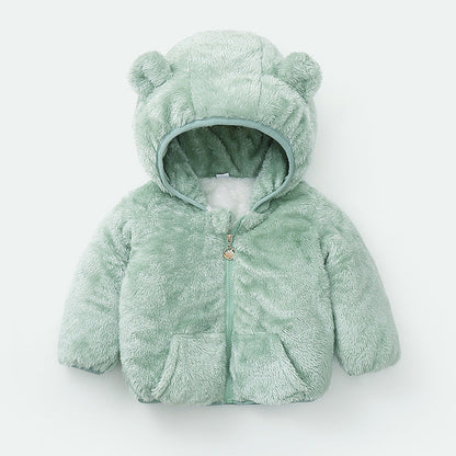 Wholesale Autumn and Winter Coral Plush Thickened Polyester Baby Clothes