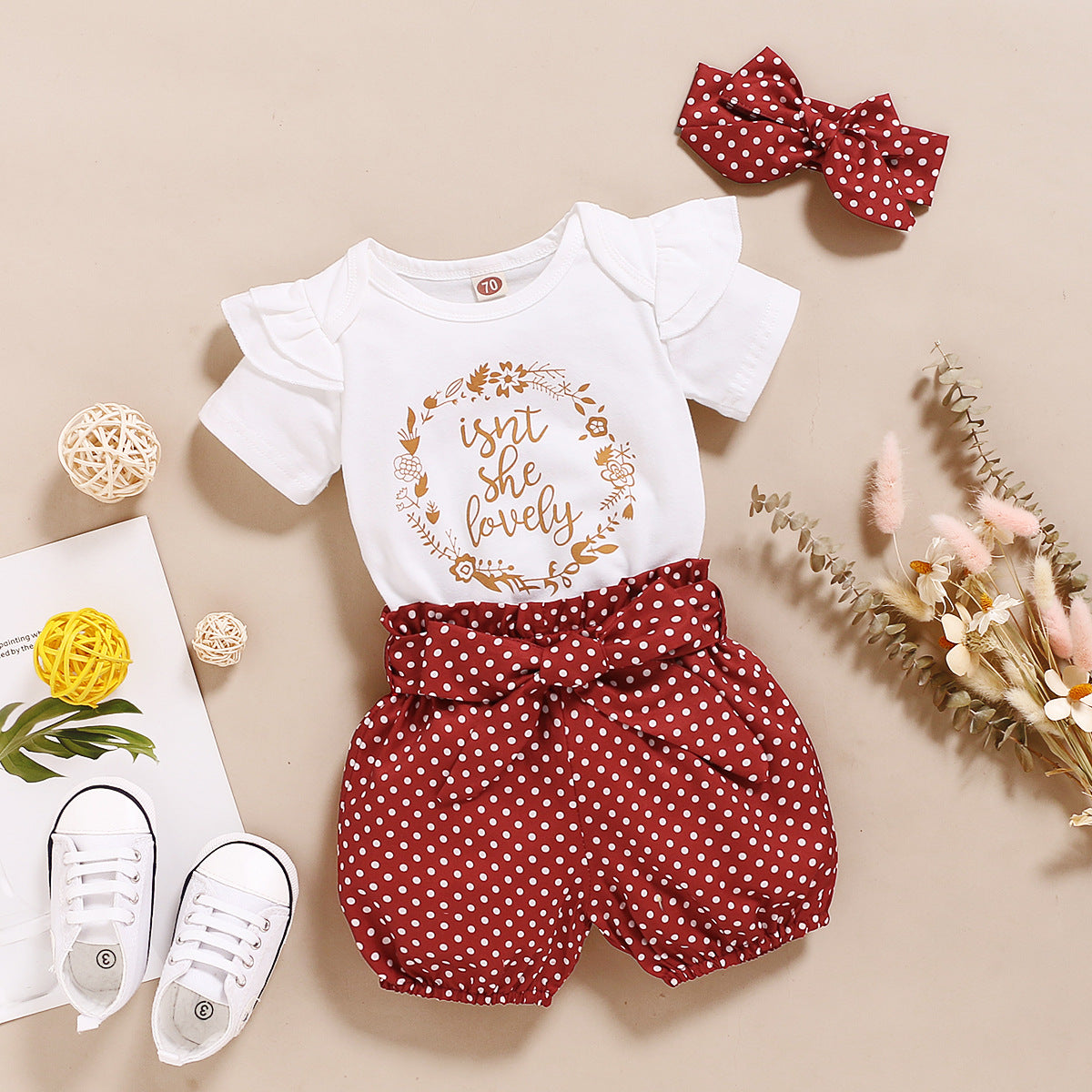 Girls Summer Short Sleeve Suit Cotton Baby Clothes