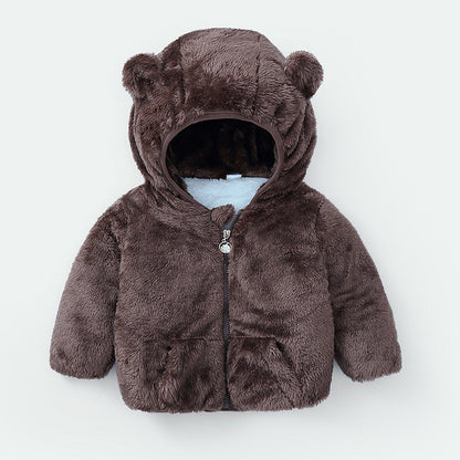 Wholesale Autumn and Winter Coral Plush Thickened Polyester Baby Clothes