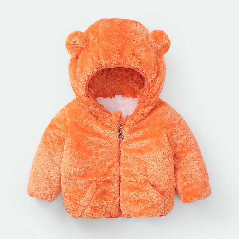 Wholesale Autumn and Winter Coral Plush Thickened Polyester Baby Clothes